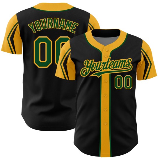 Custom Black Green-Gold 3 Colors Arm Shapes Authentic rugby Jersey Custom Black Green-Gold 3 Colors Arm Shapes Authentic rugby Jersey