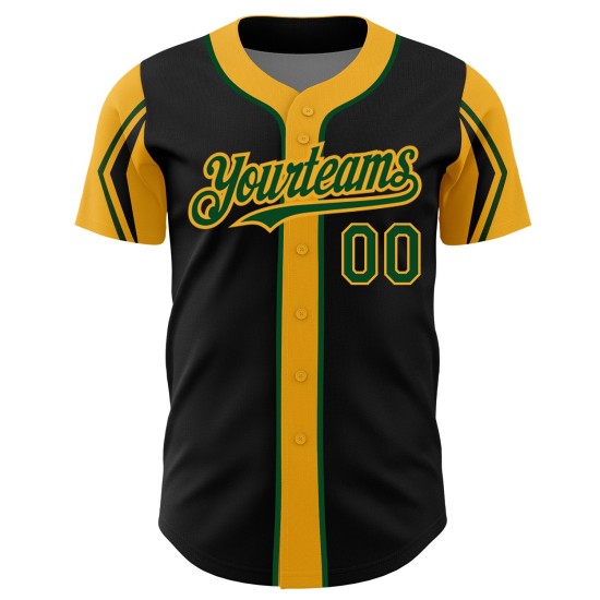 Custom Black Green-Gold 3 Colors Arm Shapes Authentic rugby Jersey Custom Black Green-Gold 3 Colors Arm Shapes Authentic rugby Jersey