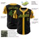 Custom Black Green-Gold 3 Colors Arm Shapes Authentic rugby Jersey Custom Black Green-Gold 3 Colors Arm Shapes Authentic rugby Jersey