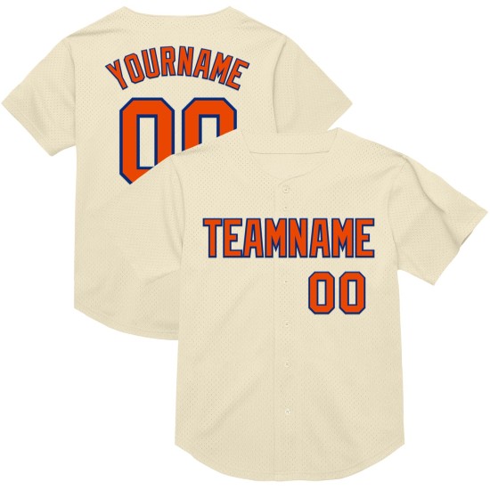 Custom Cream Orange-Royal Mesh Authentic Throwback rugby Jersey Custom Cream Orange-Royal Mesh Authentic Throwback rugby Jersey