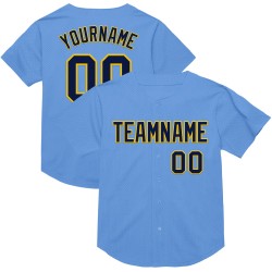 Custom Light Blue Navy-Yellow Mesh Authentic Throwback rugby Jersey
