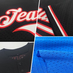 Custom Light Blue Navy-Yellow Mesh Authentic Throwback rugby Jersey