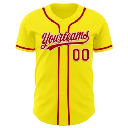 Custom Light Yellow Red-White Authentic rugby Jersey