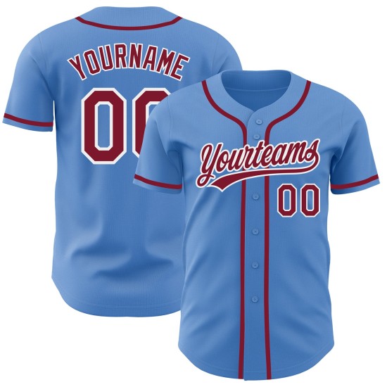 Custom Powder Blue Crimson-White Authentic rugby Jersey