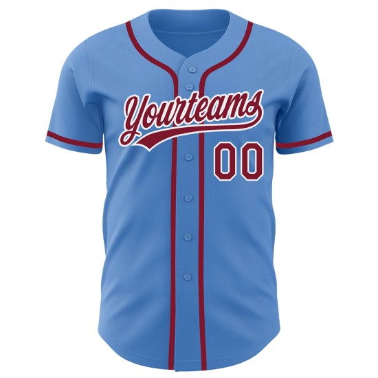 Custom Powder Blue Crimson-White Authentic rugby Jersey